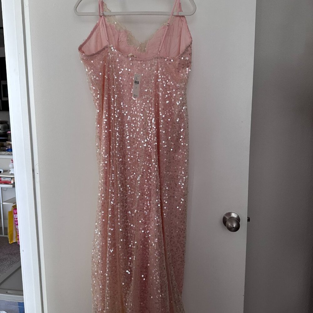Anthropologie - En Elly Sleeveless V-Neck Lace Sequin Slip Midi Dress - Picture 4 of 6